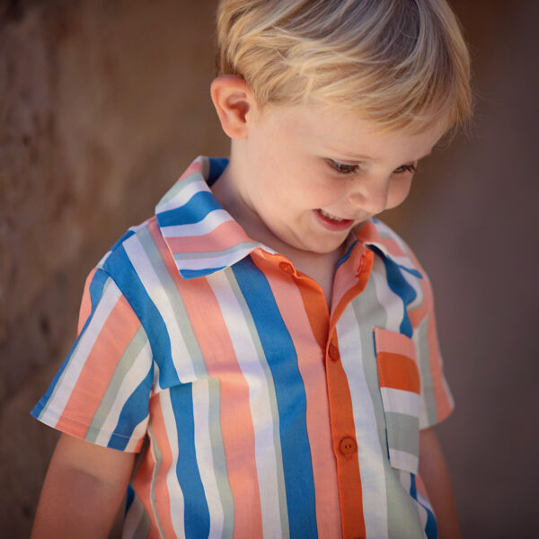 See You at Six Soft Cotton Fabric in Summer Verticals Shirt