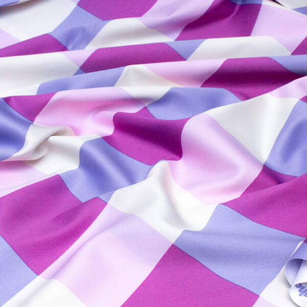 Nerida Hansen Cotton Sateen Fabric in Large Lavender Gingham