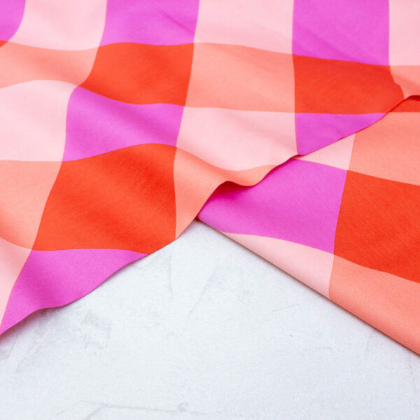 Nerida Hansen Cotton Sateen Fabric in Large Sunset Sorbet Gingham