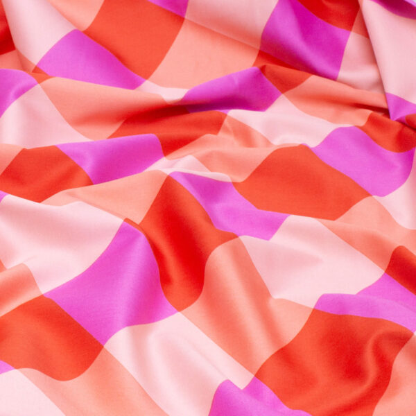 Nerida Hansen Cotton Sateen Fabric in Large Sunset Sorbet Gingham
