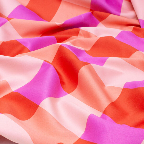 Nerida Hansen Cotton Sateen Fabric in Large Sunset Sorbet Gingham