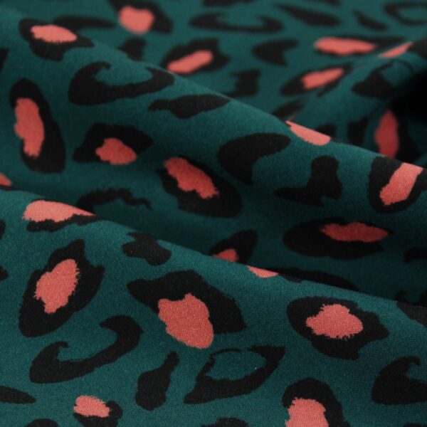 Eglantine et Zoe Animal Print Viscose Fabric in Dark Green