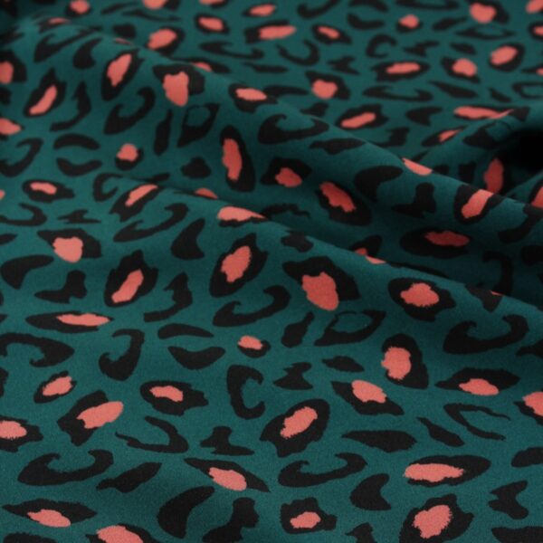 Eglantine et Zoe Animal Print Viscose Fabric in Dark Green