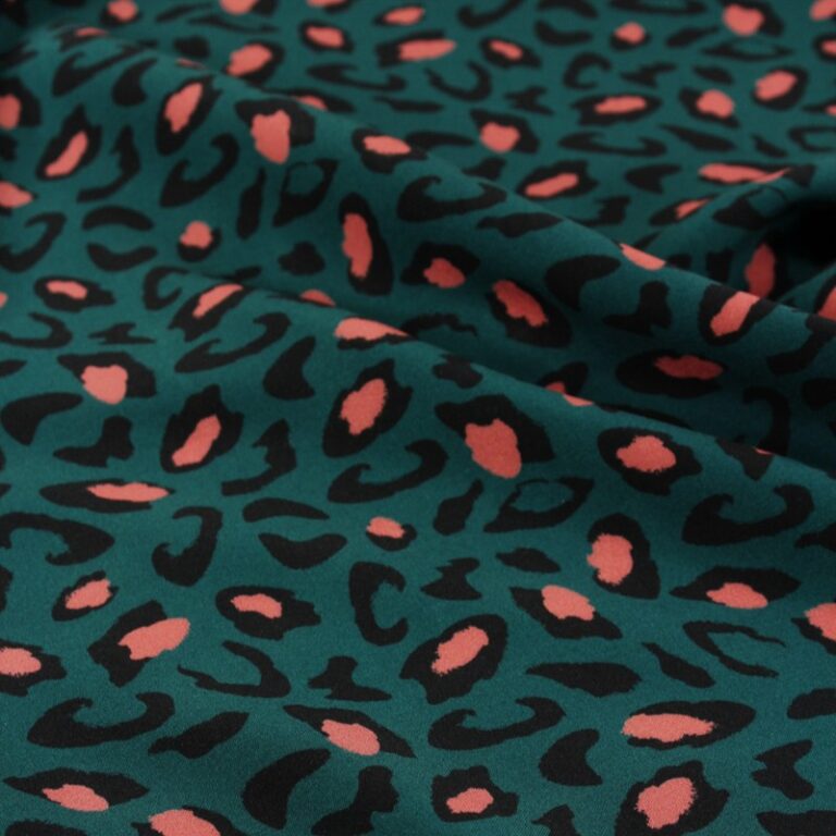 Eglantine et Zoe Animal Print Viscose Fabric in Dark Green