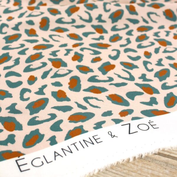 Eglantine et Zoe Animal Print Viscose Fabric in Eucalyptus Green