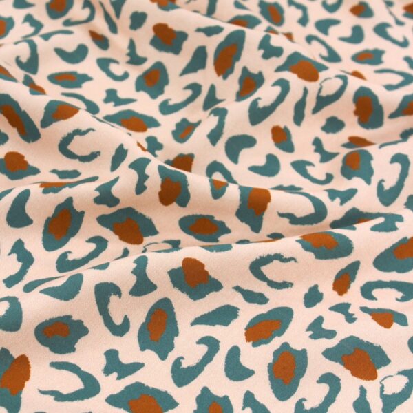 Eglantine et Zoe Animal Print Viscose Fabric in Eucalyptus Green