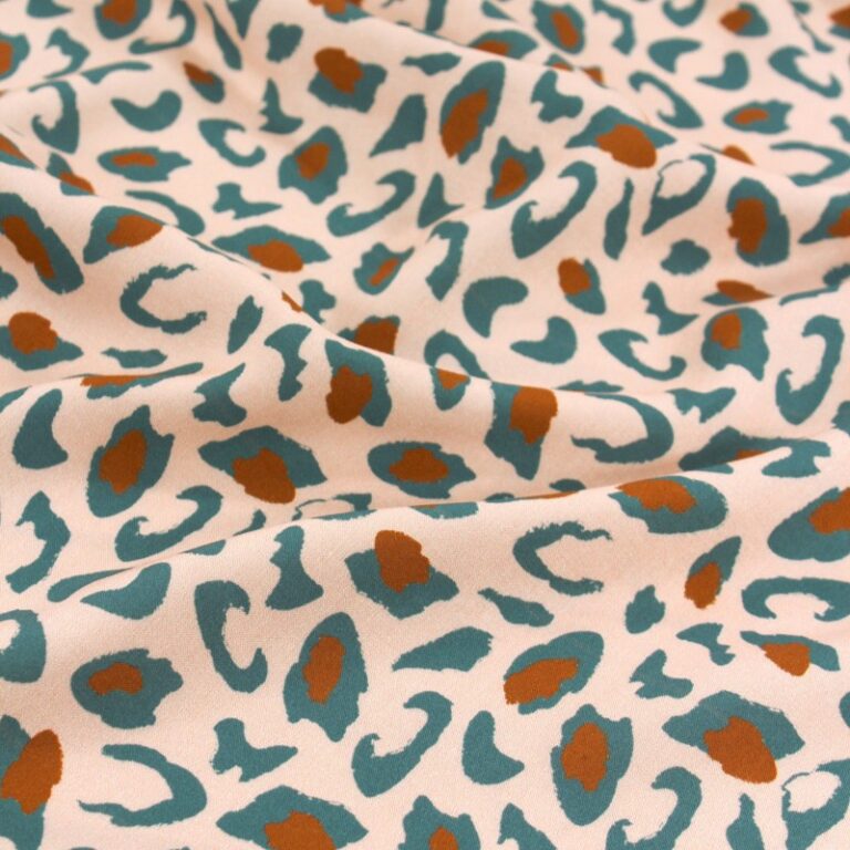 Eglantine et Zoe Animal Print Viscose Fabric in Eucalyptus Green