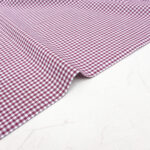 Small Check Gingham Cotton Poplin Fabric in Aubergine