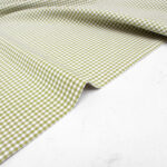 Small Check Gingham Cotton Poplin Fabric in Avocado Green