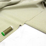 Small Check Gingham Cotton Poplin Fabric in Avocado Green