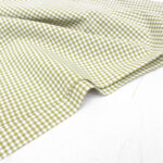 Small Check Gingham Cotton Poplin Fabric in Avocado Green