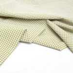 Small Check Gingham Cotton Poplin Fabric in Avocado Green