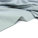 Small Check Gingham Cotton Poplin Fabric in Dark Green