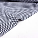 Small Check Gingham Cotton Poplin Fabric in Navy