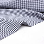 Small Check Gingham Cotton Poplin Fabric in Navy