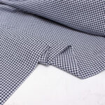 Small Check Gingham Cotton Poplin Fabric in Navy