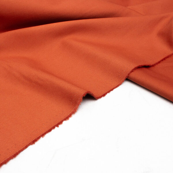 Stone Washed Cotton Twill Fabric in Burnt Orange