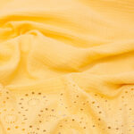 Broderie Double Gauze Fabric with Scalloped Edge in Butter Yellow
