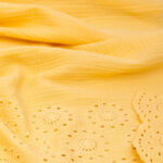 Broderie Double Gauze Fabric with Scalloped Edge in Butter Yellow