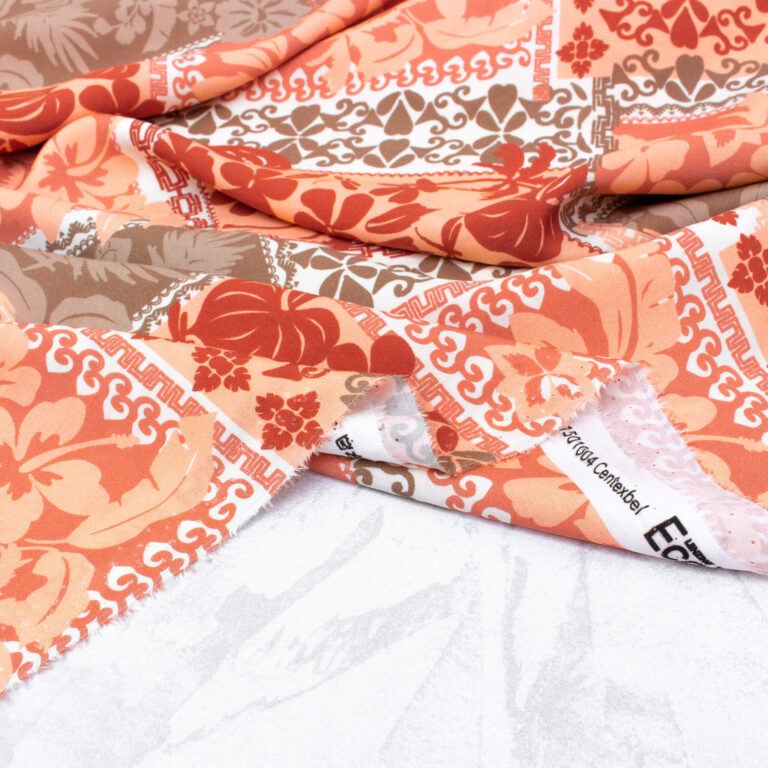 Ecovero Viscose Fabric in Peach Melba Floral Patchwork