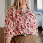 Florette viscose floral fabric with red blooms by Maison Bloom Mood