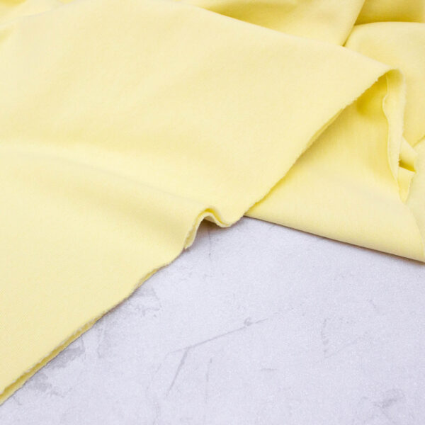 Extra Wide Organic Cotton Brushed Sweatshirt Fabric in Buttermilk Yellow