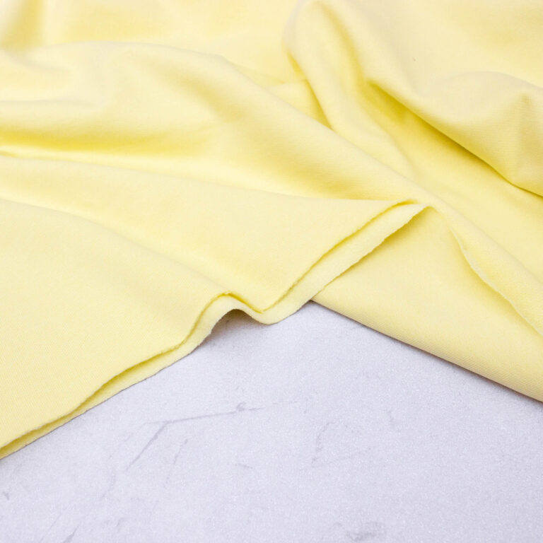 Extra Wide Organic Cotton Brushed Sweatshirt Fabric in Buttermilk Yellow