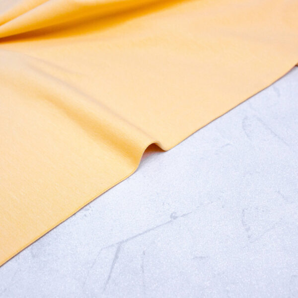 Organic Cotton Jersey Fabric in Buttermilk Yellow