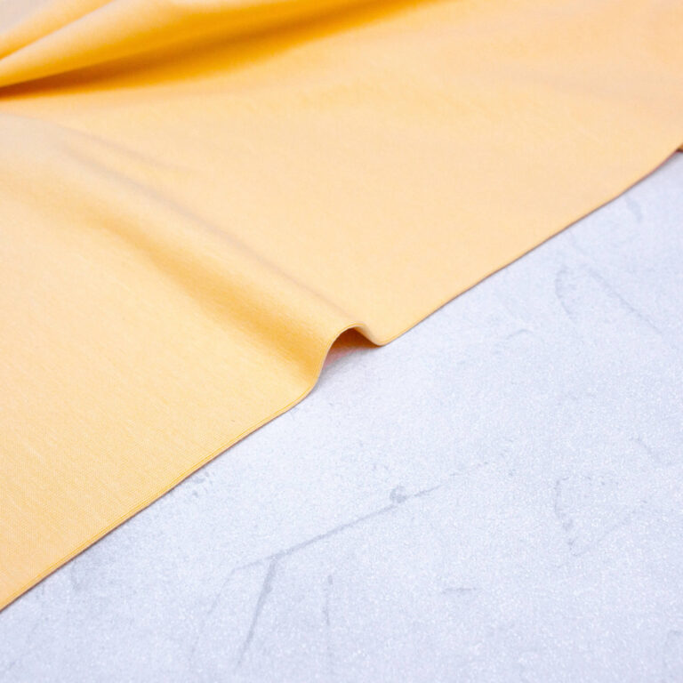 Organic Cotton Jersey Fabric in Buttermilk Yellow