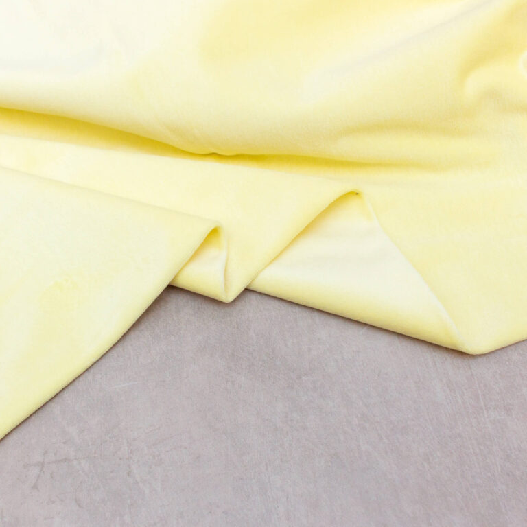 Organic Cotton Velour Fabric in Buttermilk Yellow