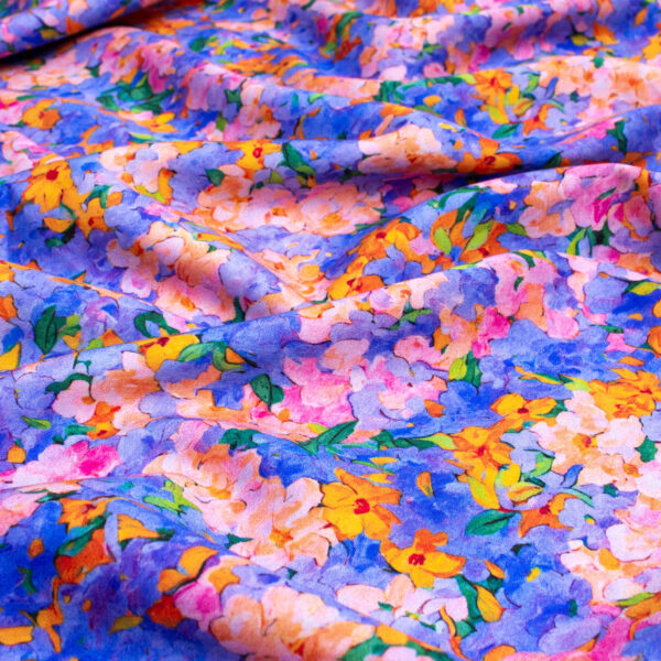 Viscose Satin Fabric in Lilac Garden