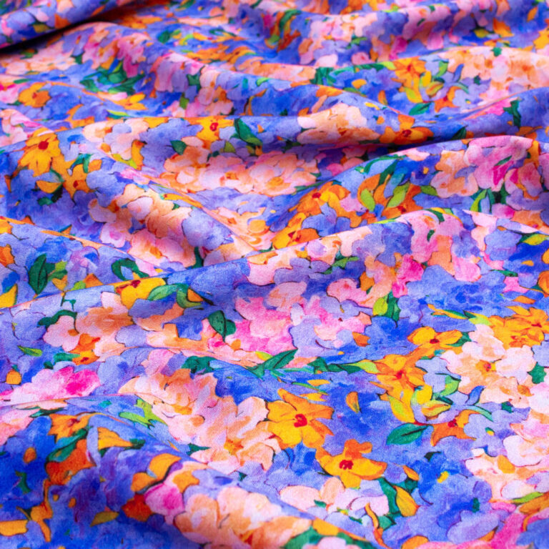Viscose Satin Fabric in Lilac Garden