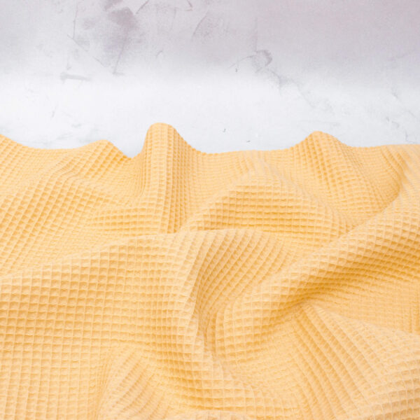Cotton Waffle Fabric in Buttermilk Yellow